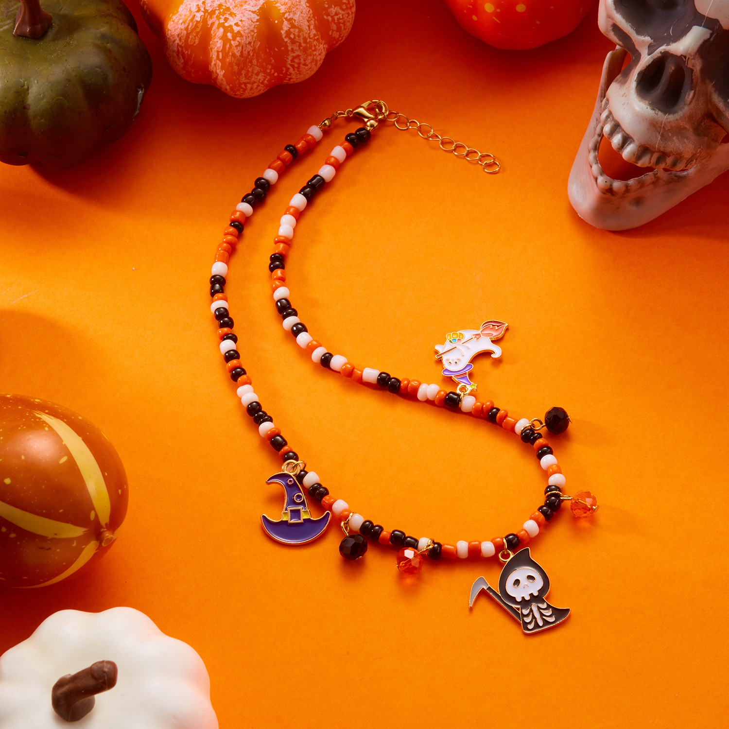 Adjustable Halloween Pumpkin Necklace