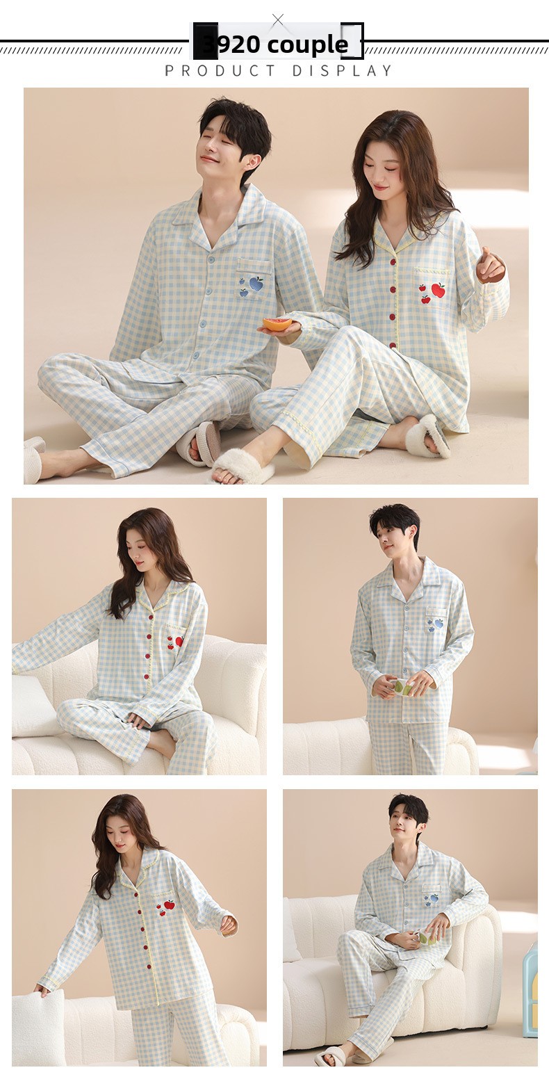 Long-sleeve cartoon pajama top and matching pants
