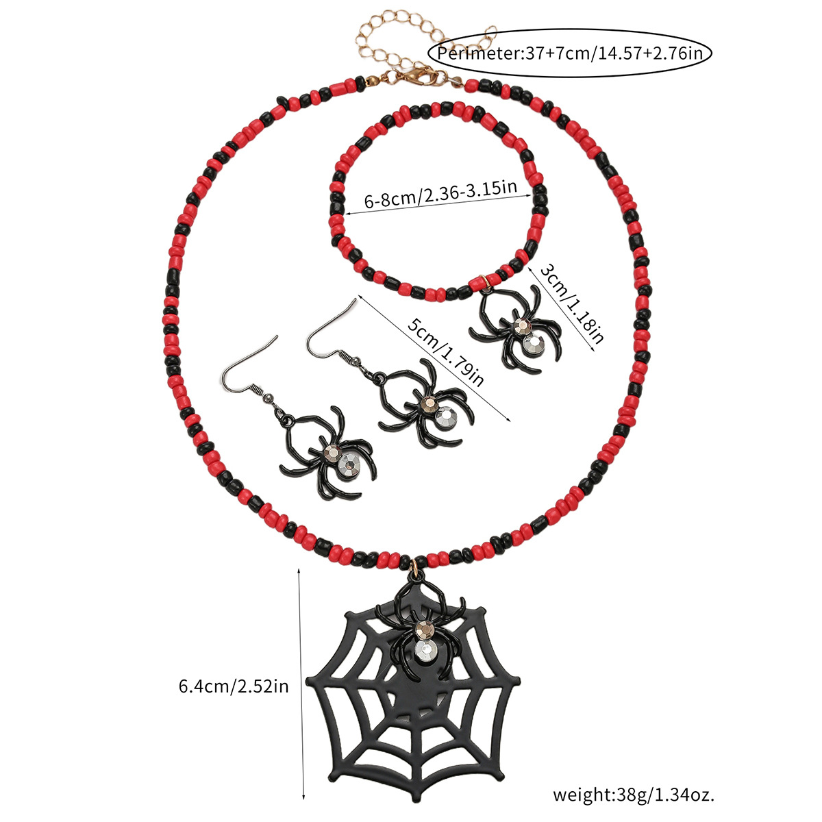 Halloween Beaded Skull Spider Jewelry Set