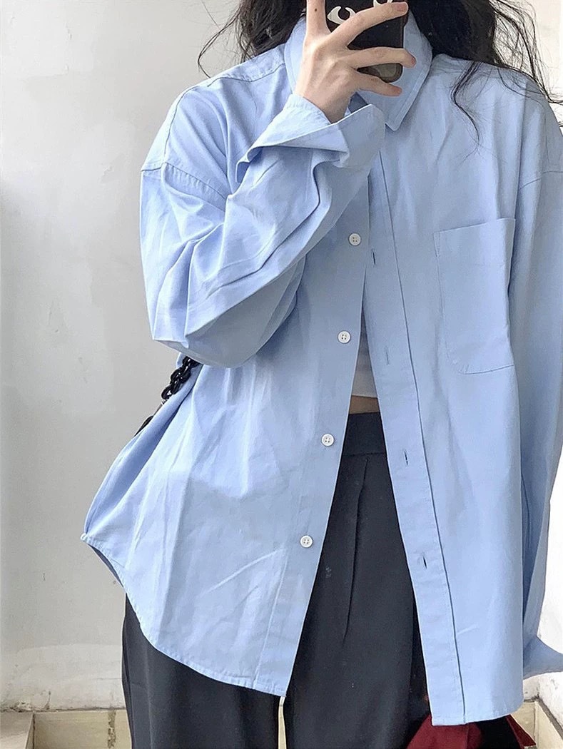 Women’s solid-color polo-collar shirt