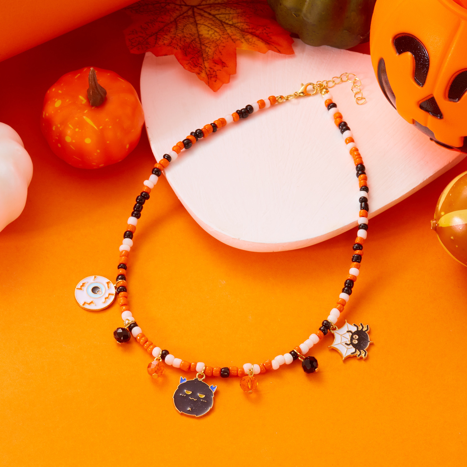 Adjustable Halloween Pumpkin Necklace