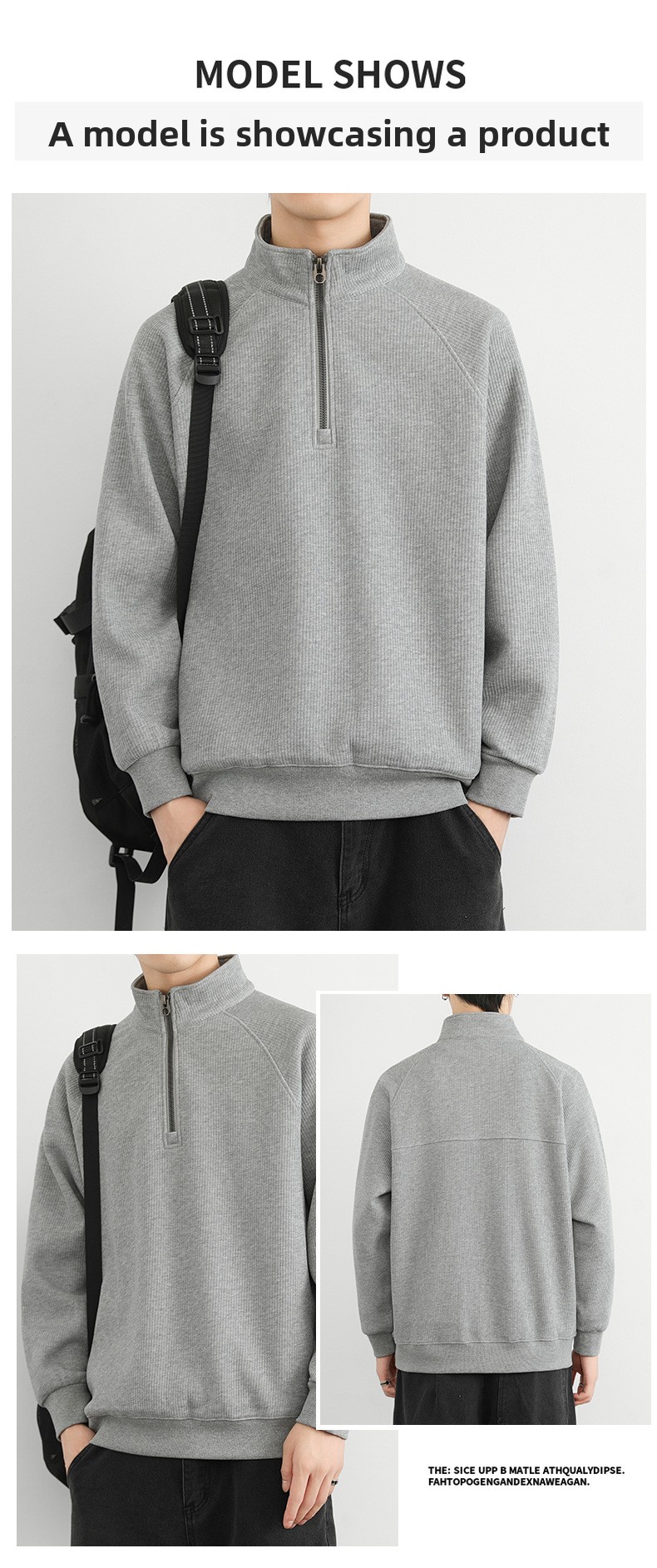 Men’s corduroy-texture half-zip sweatshirt
