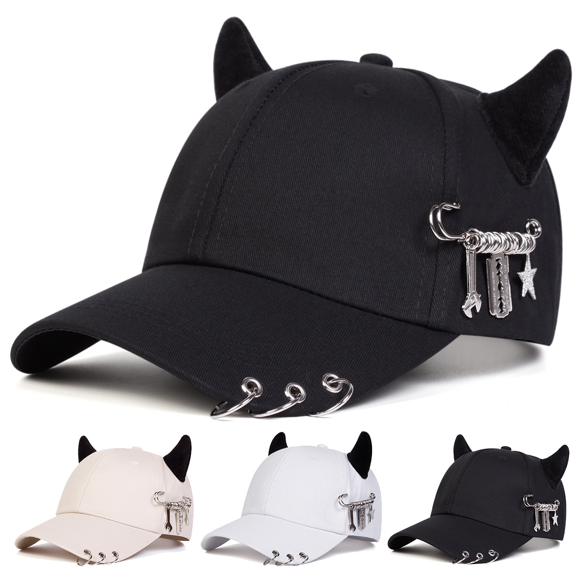 Verstellbare Baseball-Cap mit Hornring
