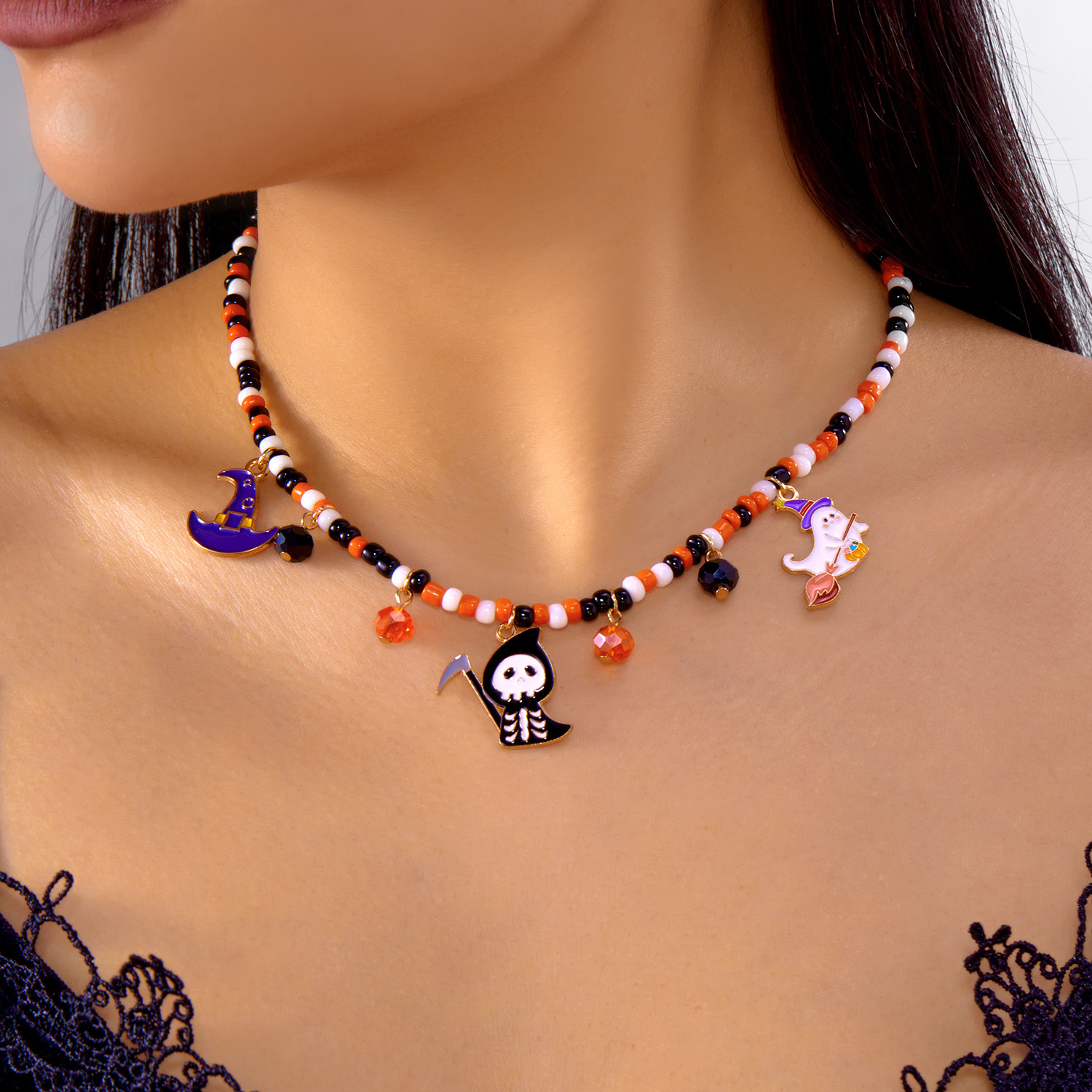 Adjustable Halloween Pumpkin Necklace