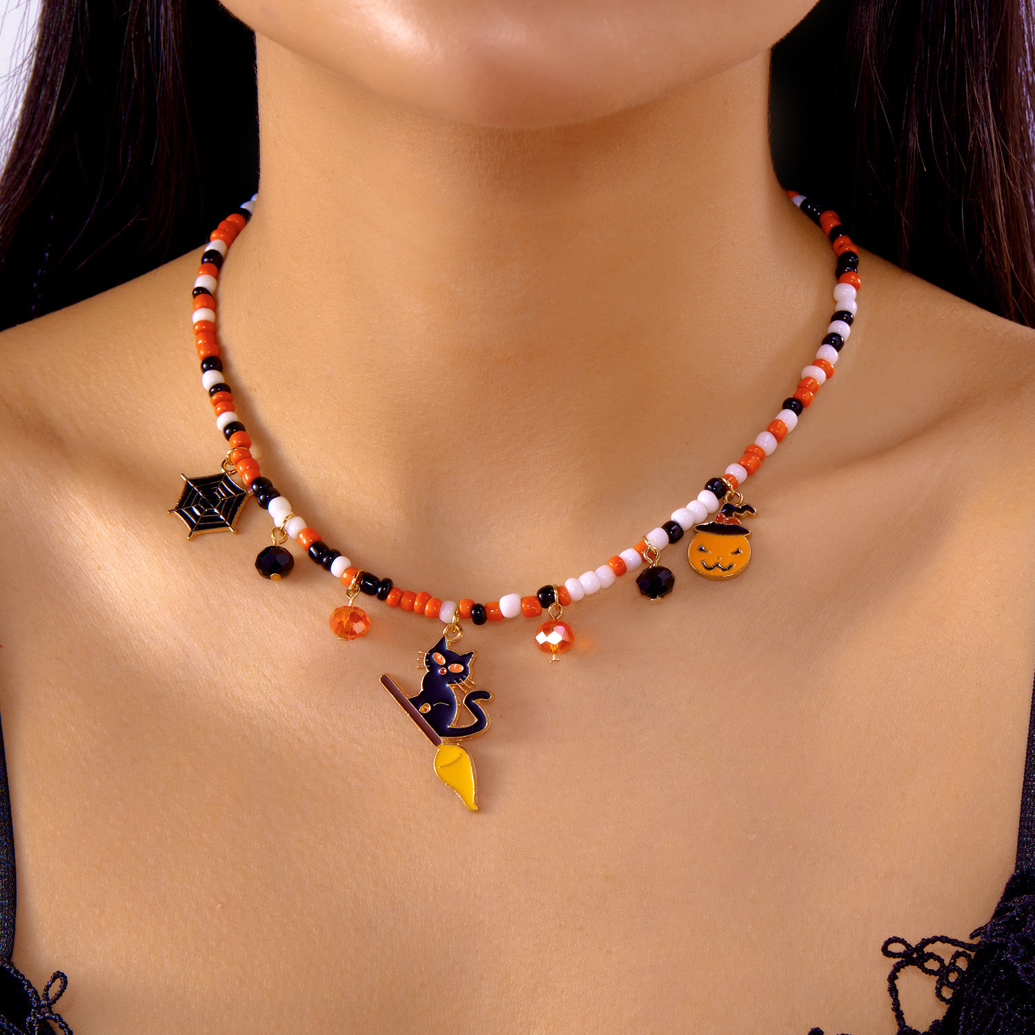 Adjustable Halloween Pumpkin Necklace