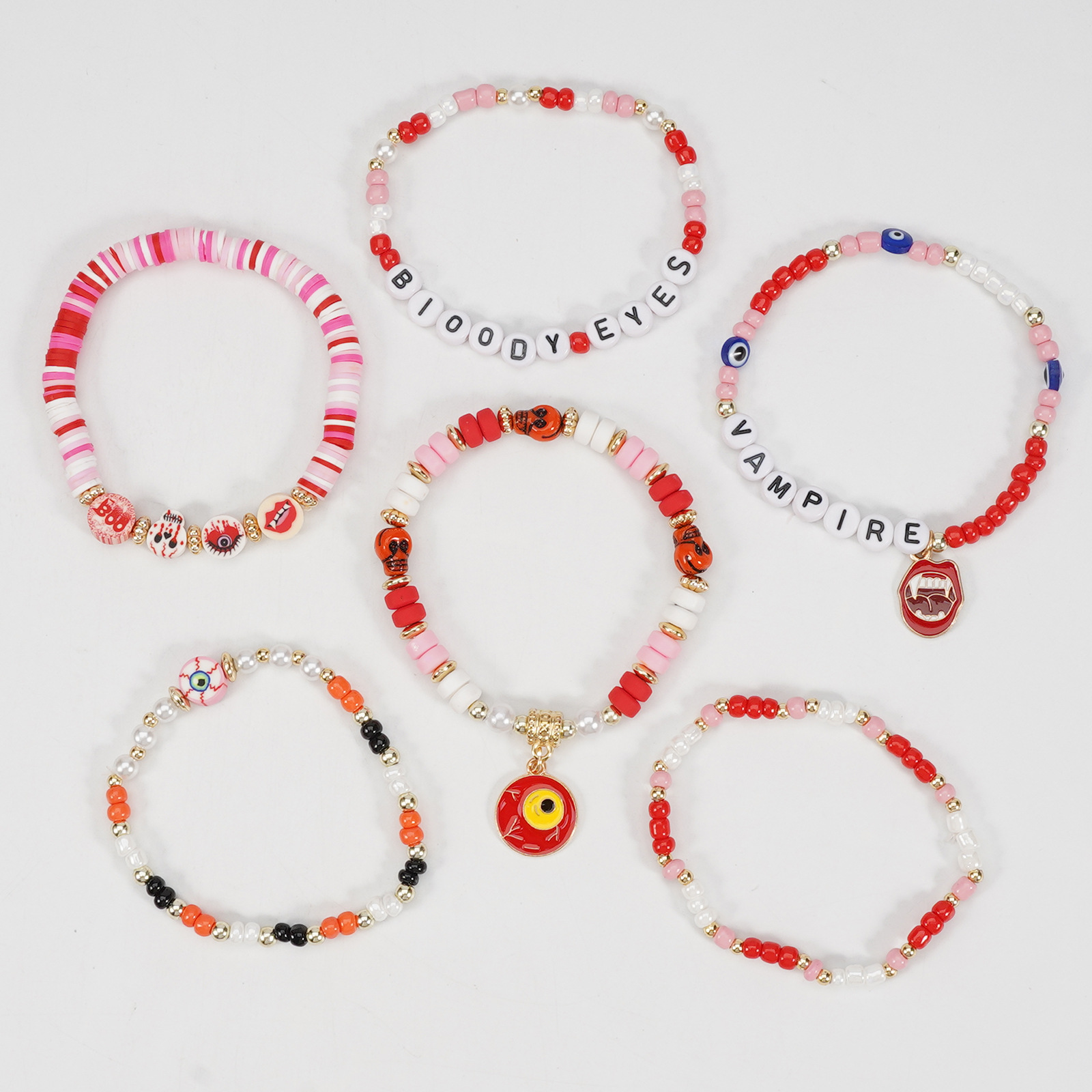Halloween Beaded Bracelet with Ghost Pendant