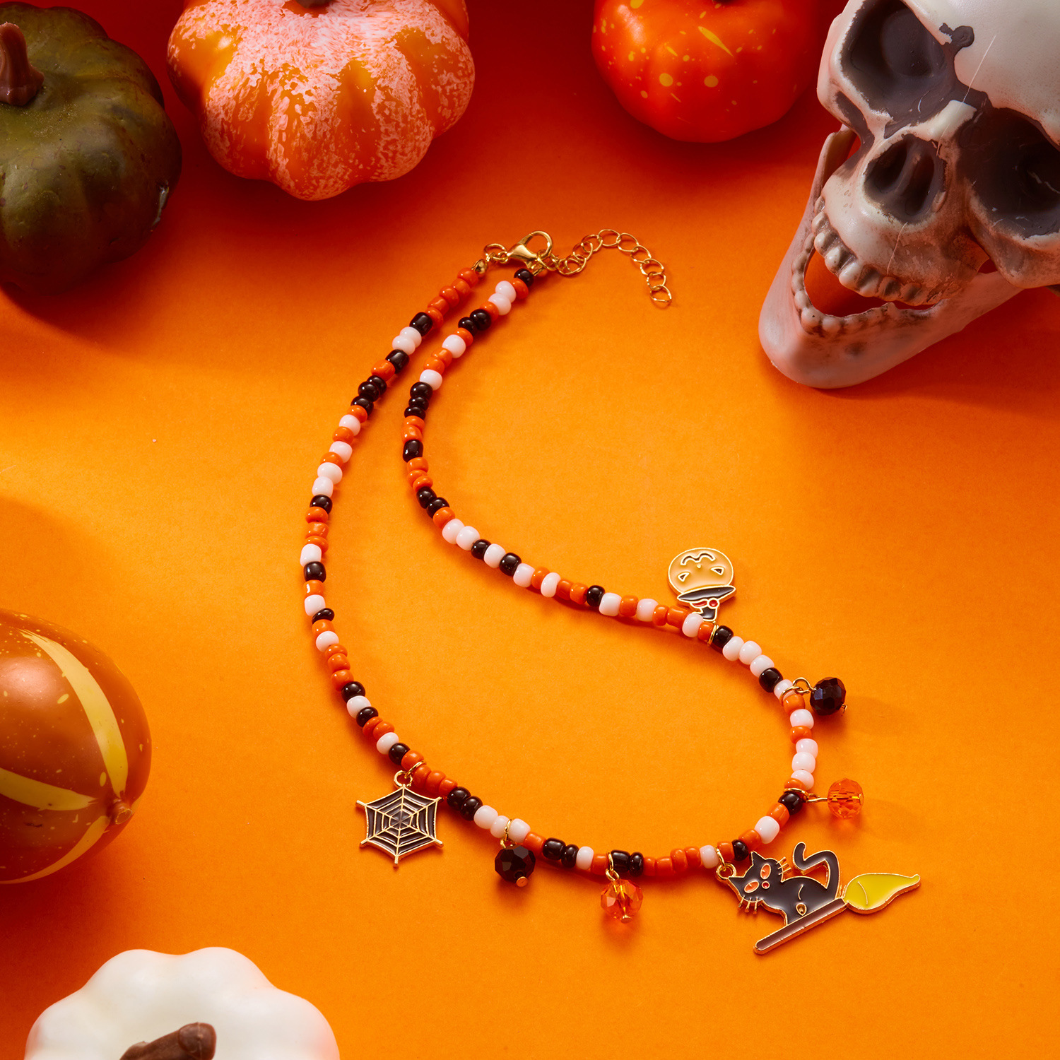 Adjustable Halloween Pumpkin Necklace