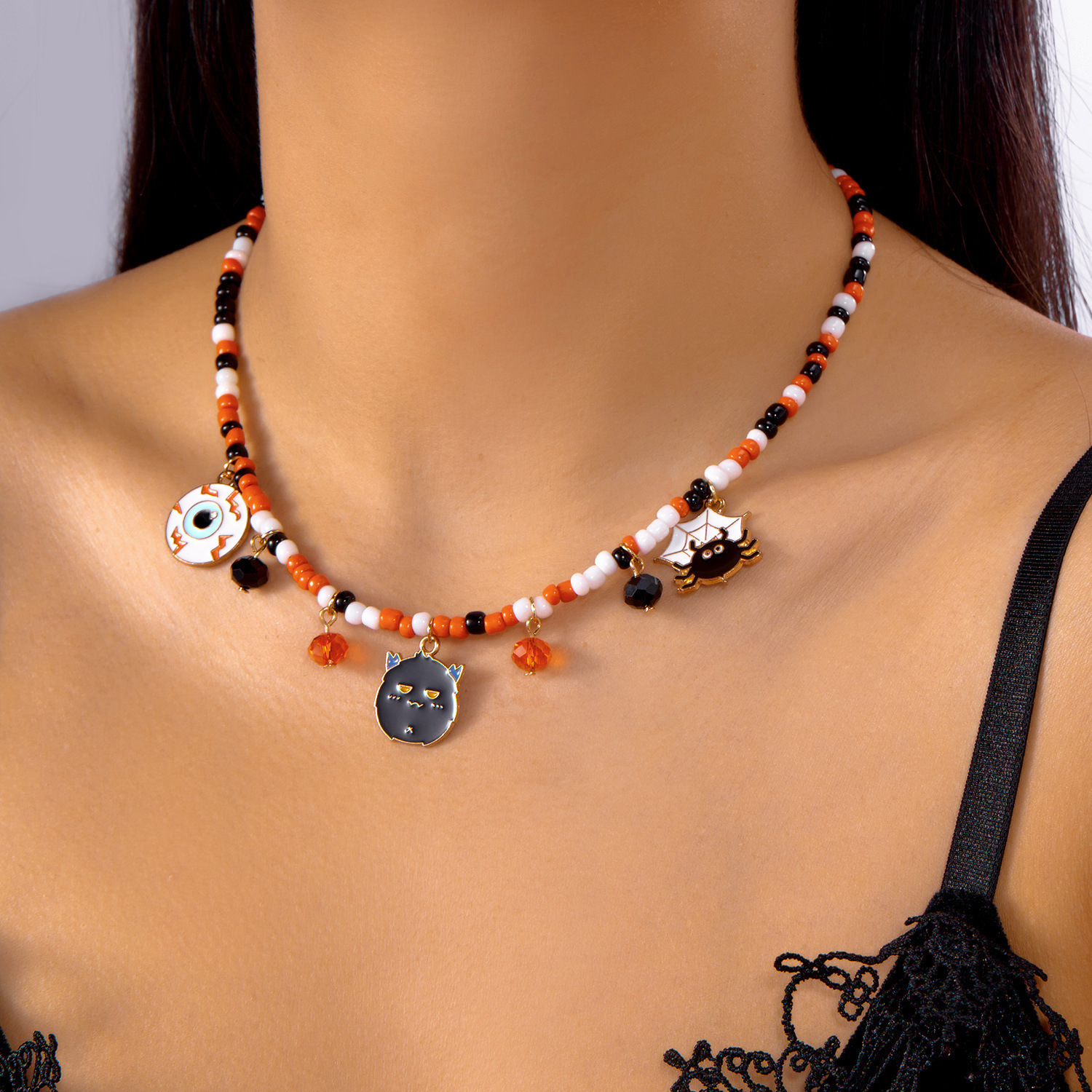 Adjustable Halloween Pumpkin Necklace