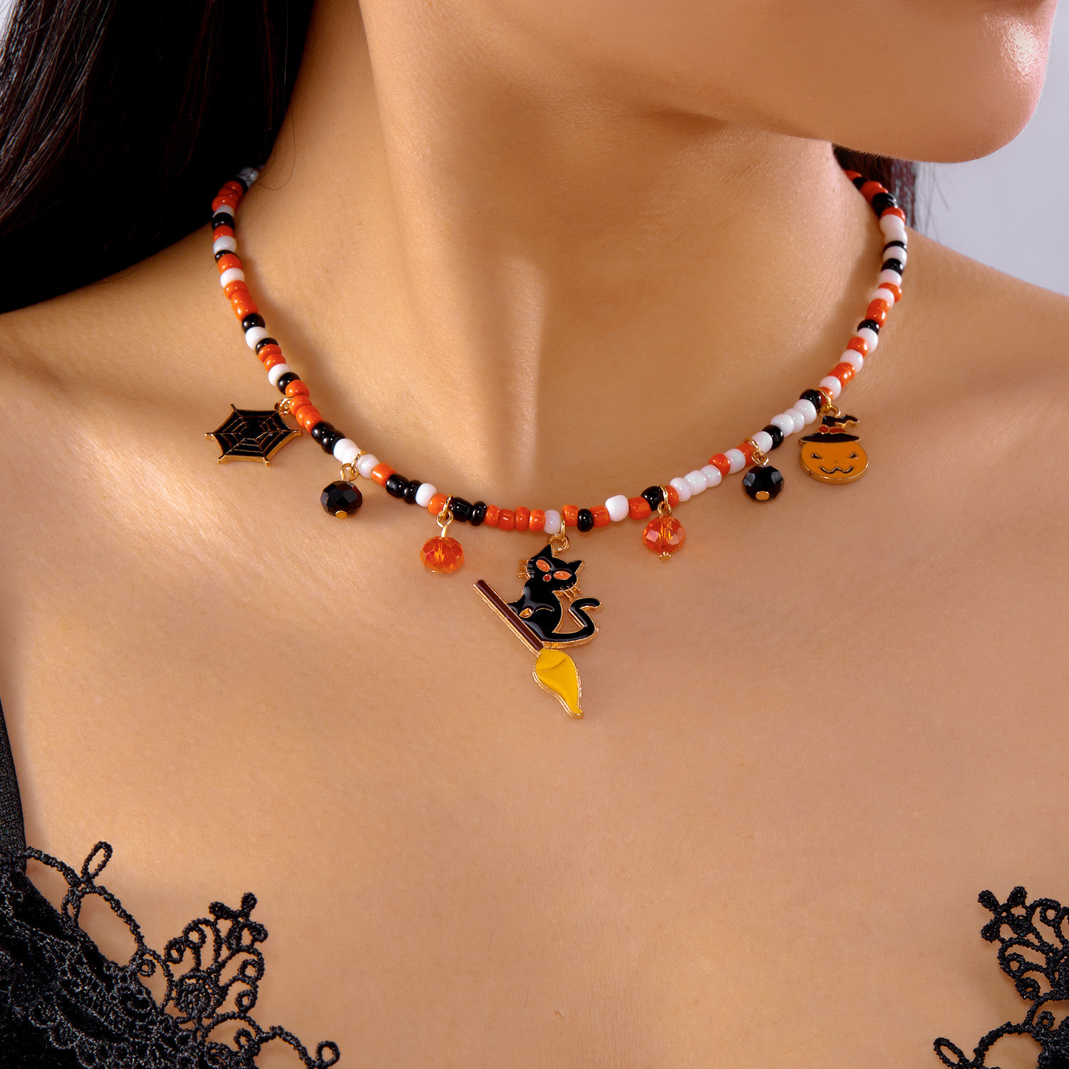 Adjustable Halloween Pumpkin Necklace