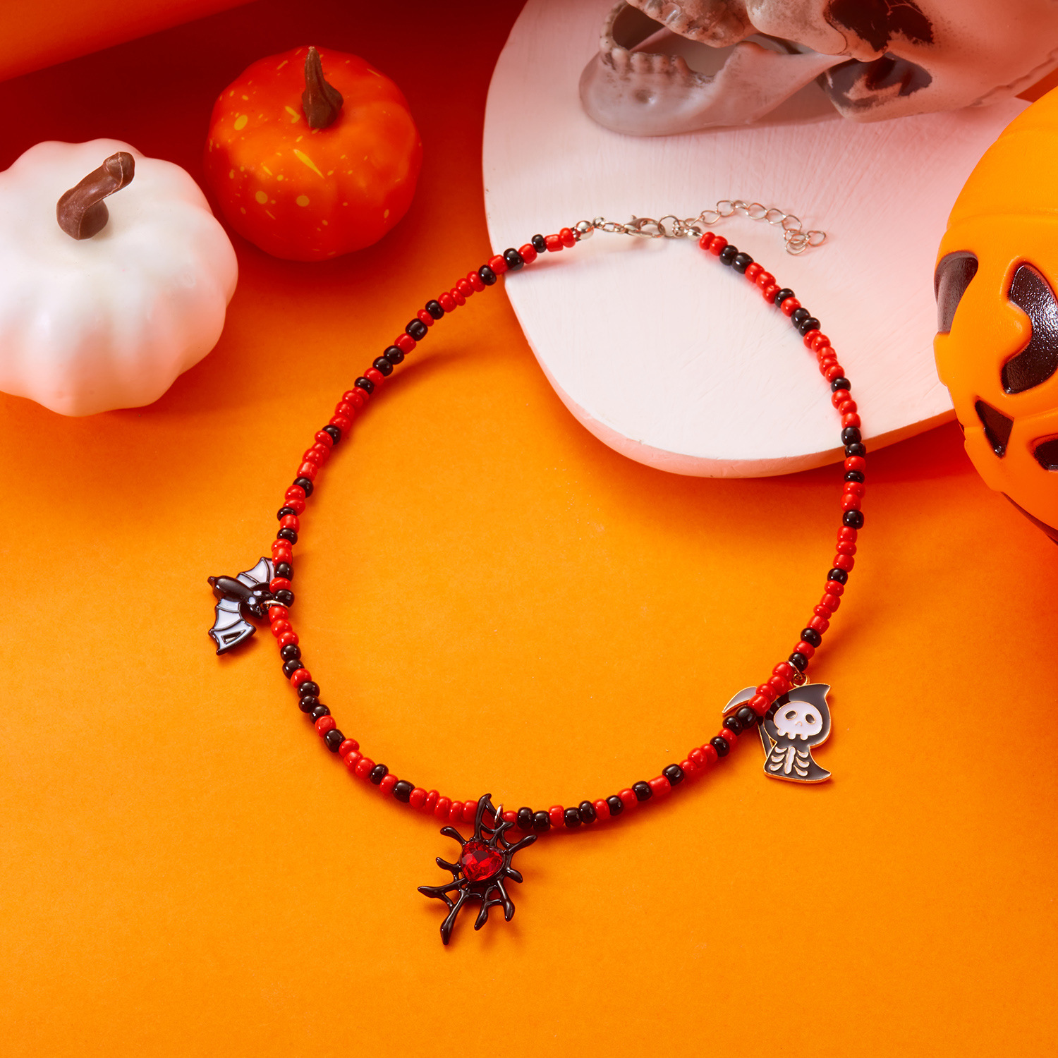 Adjustable Halloween Pumpkin Necklace