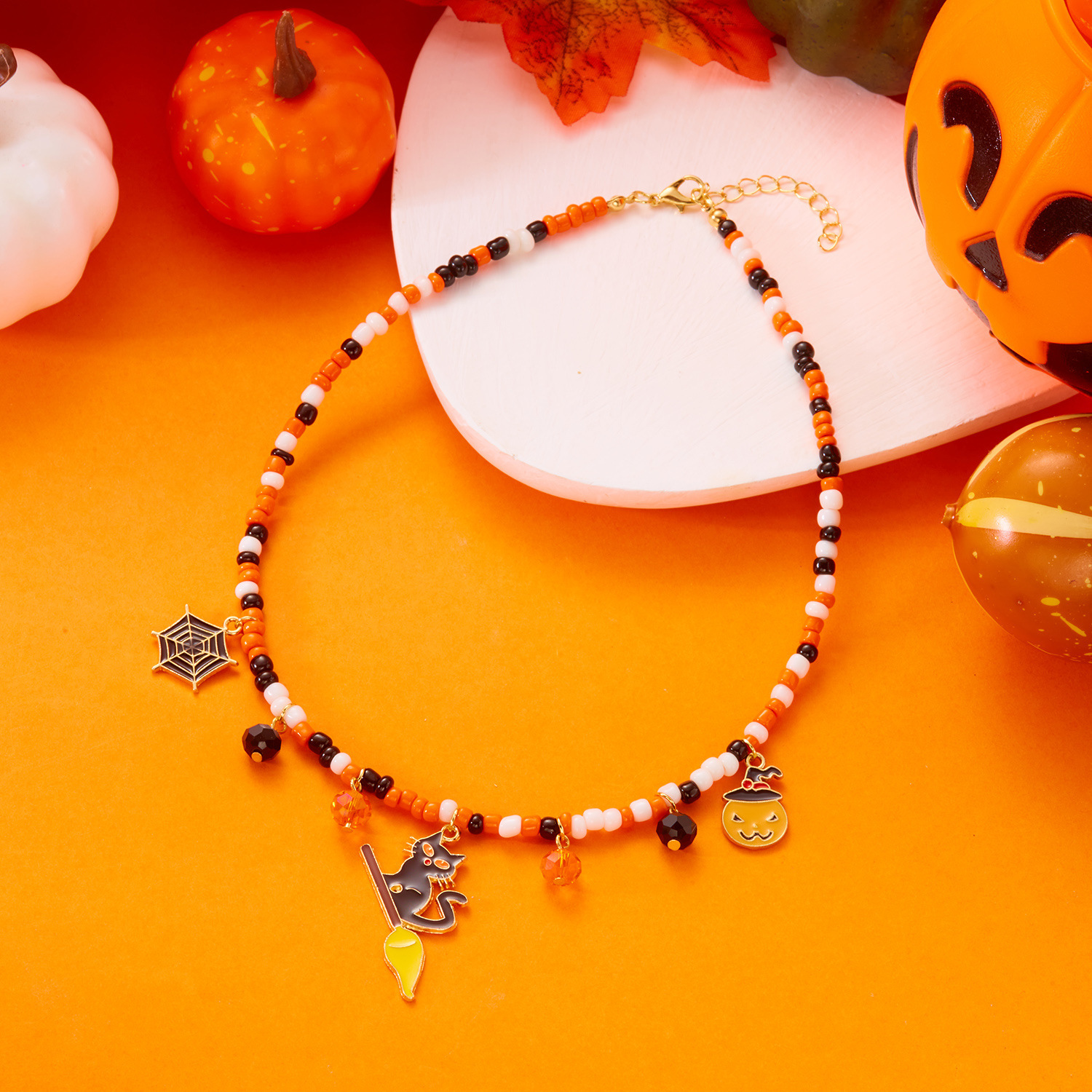 Adjustable Halloween Pumpkin Necklace