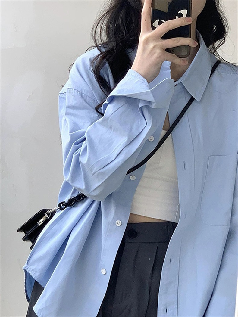 Relaxed long-sleeve shirt front view