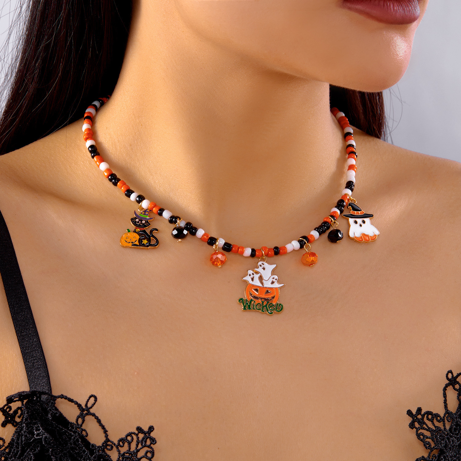 Adjustable Halloween Pumpkin Necklace