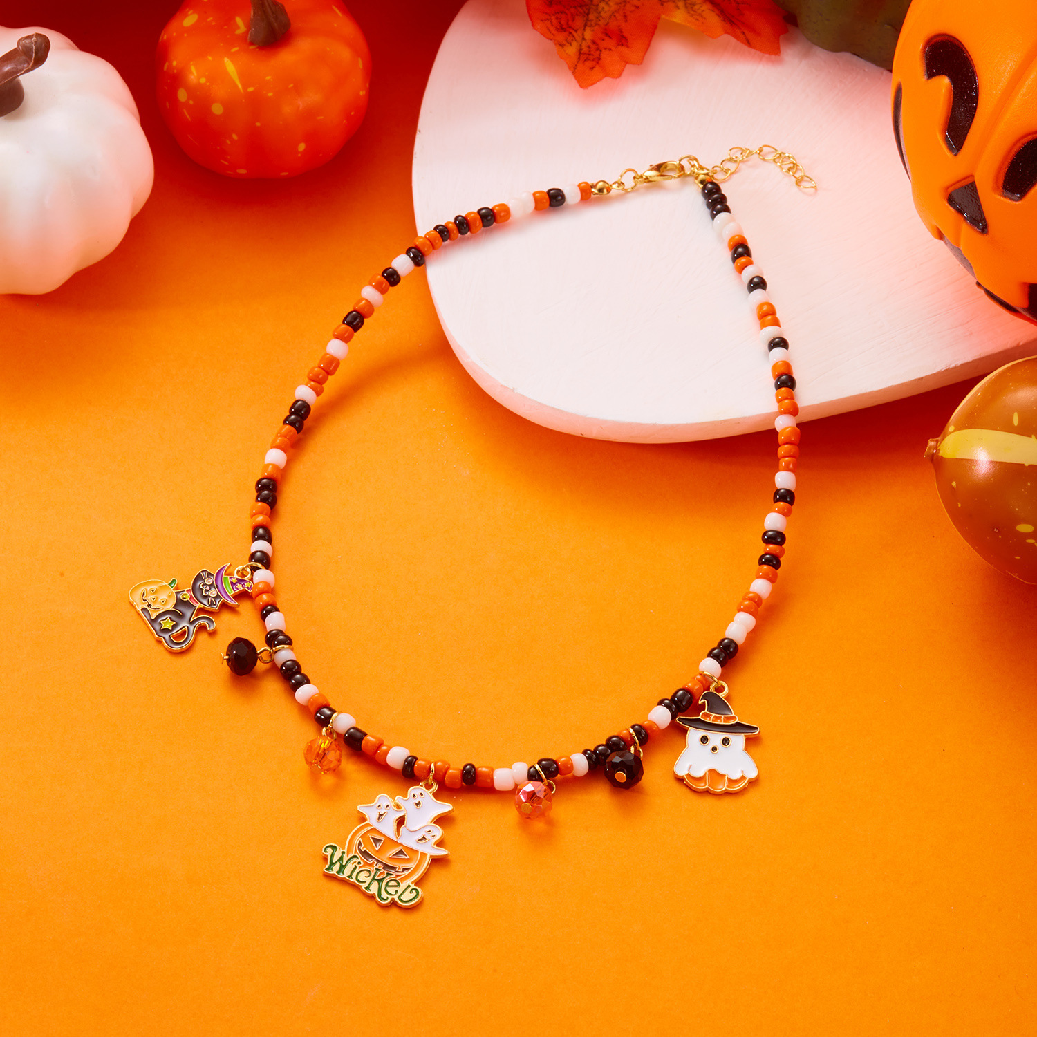Adjustable Halloween Pumpkin Necklace