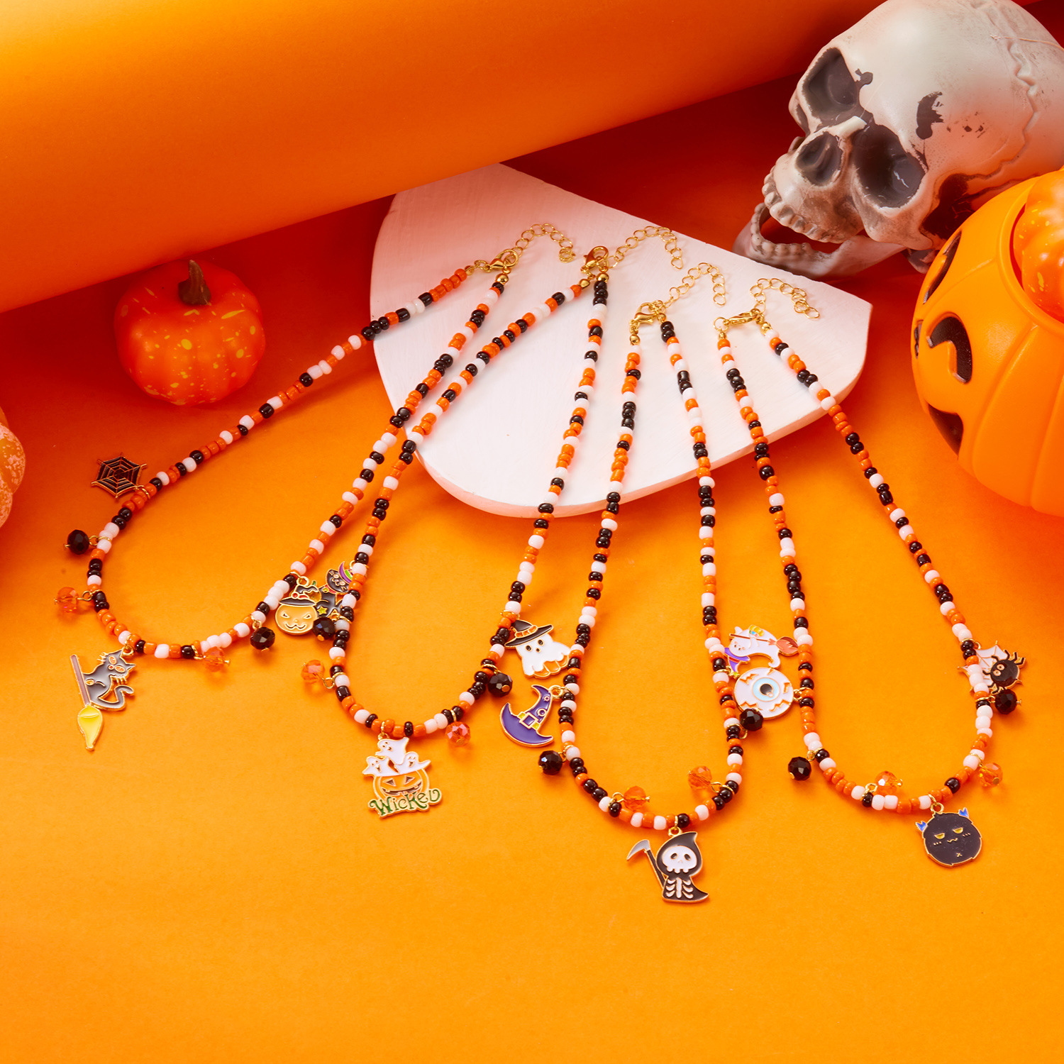 Adjustable Halloween Pumpkin Necklace