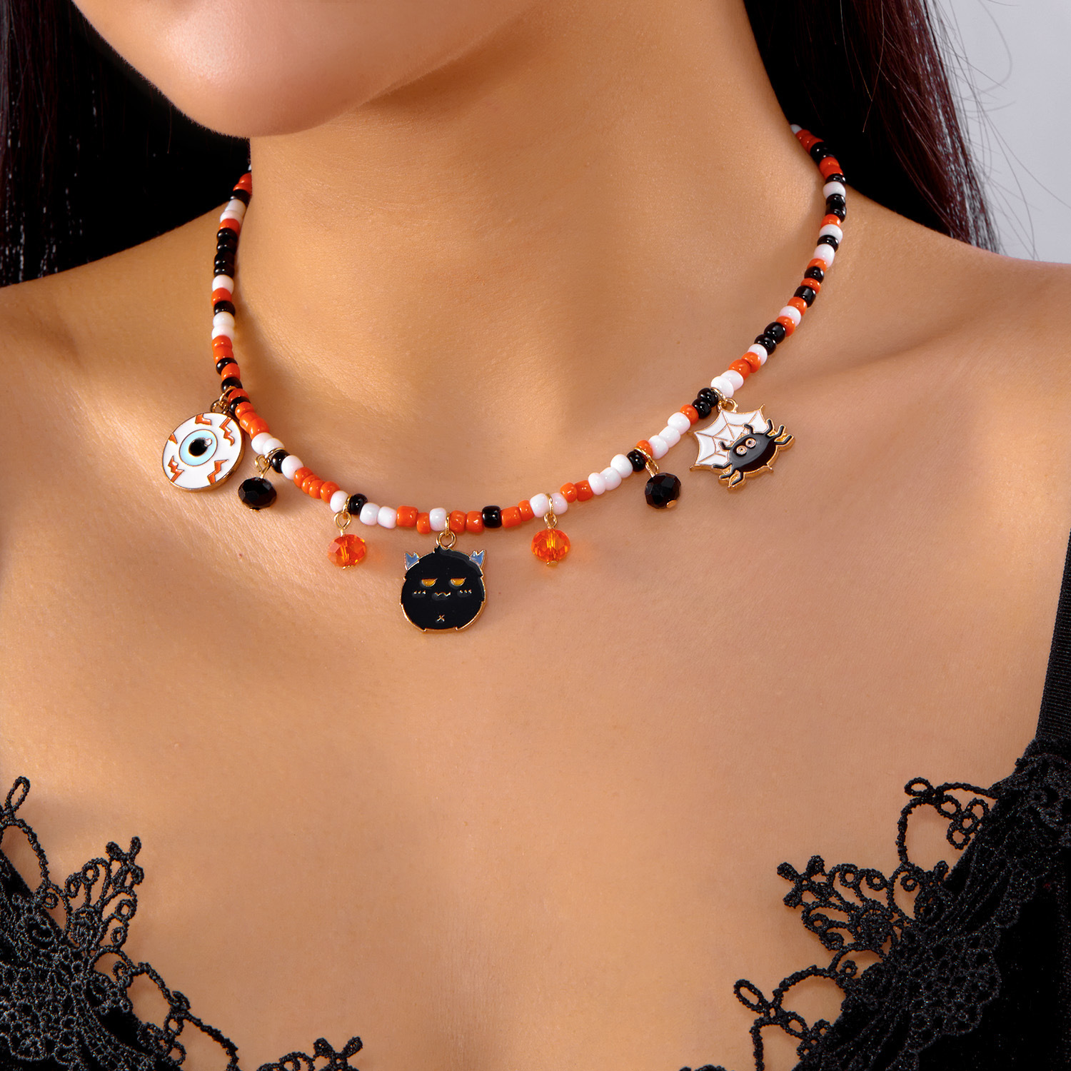 Adjustable Halloween Pumpkin Necklace