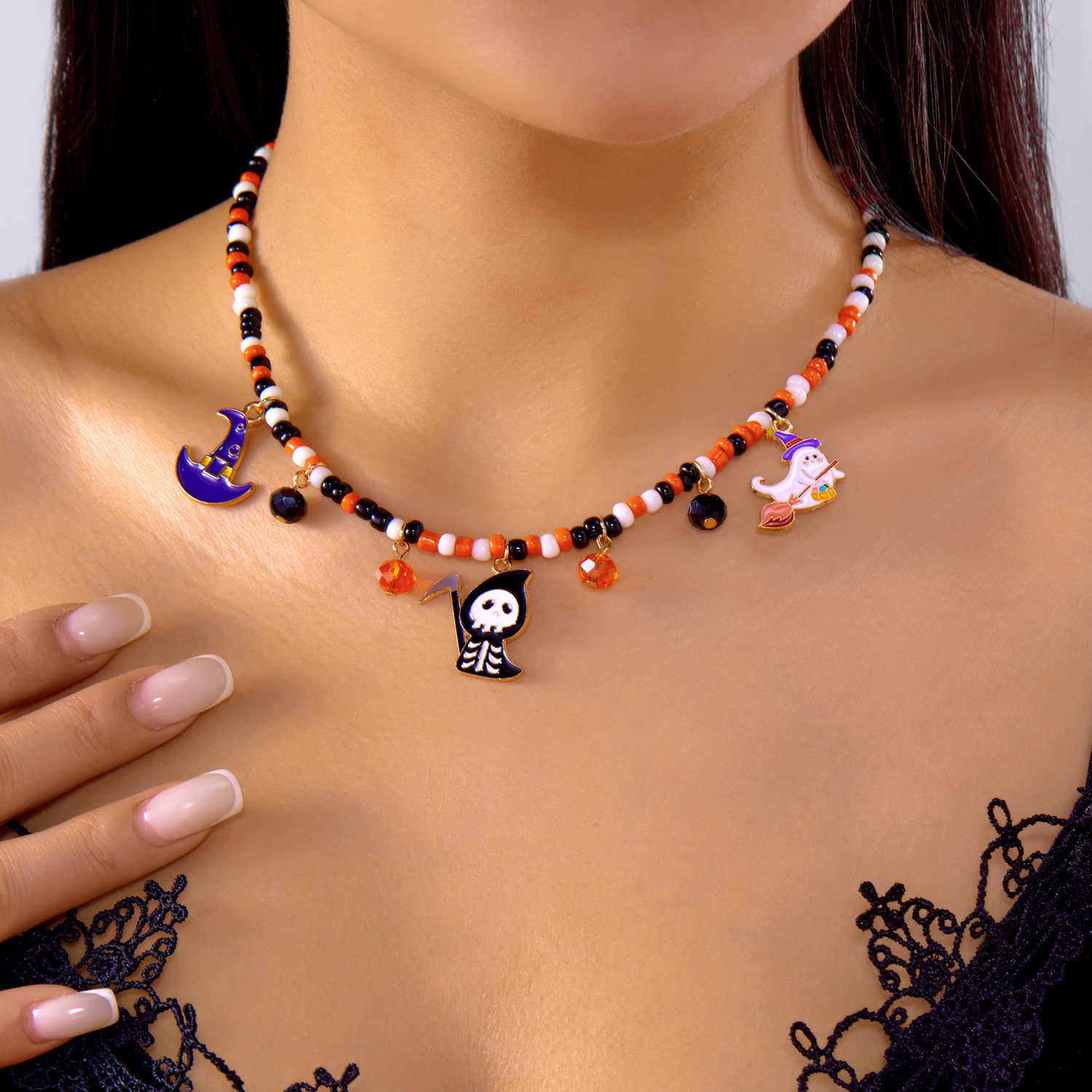 Adjustable Halloween Pumpkin Necklace