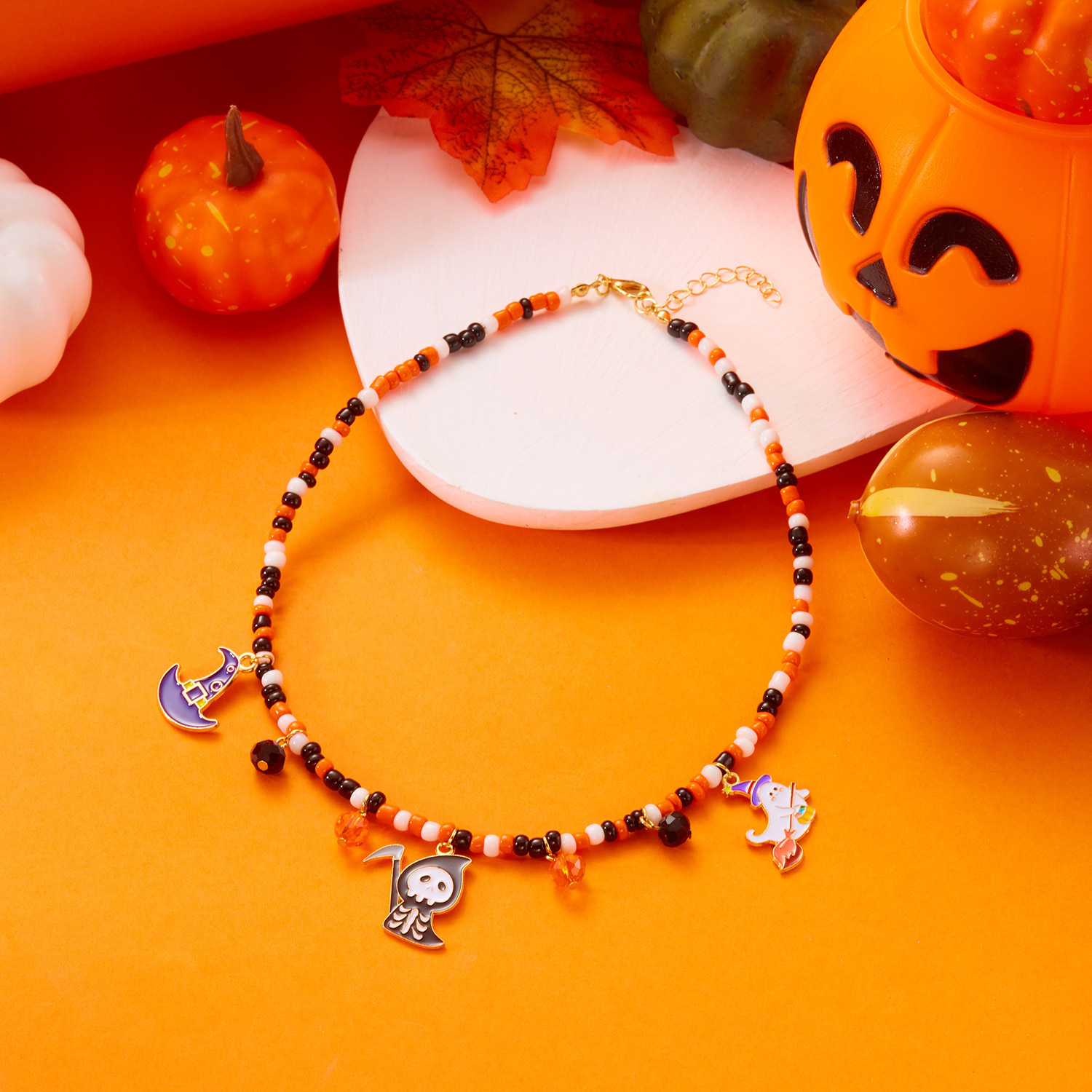 Adjustable Halloween Pumpkin Necklace