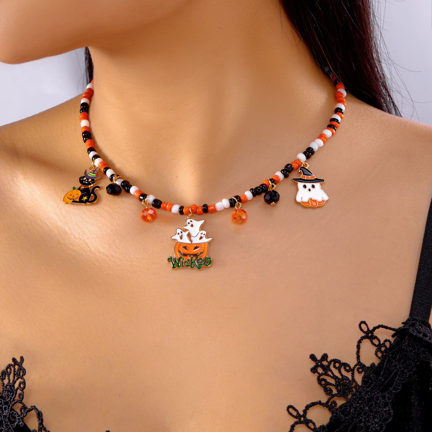 Adjustable Halloween Pumpkin Necklace