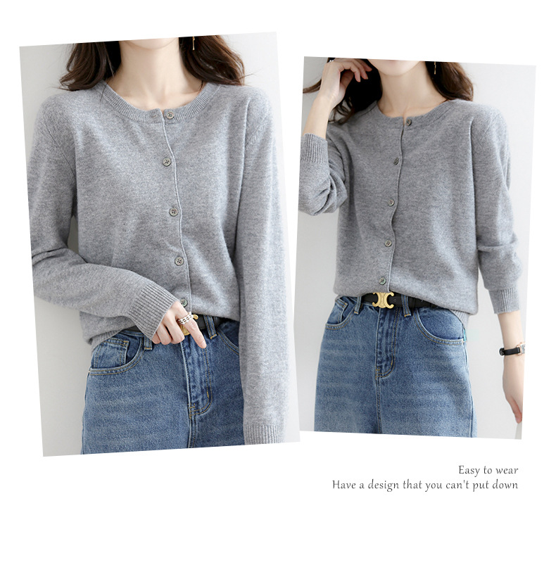 Women’s knit cardigan side view
