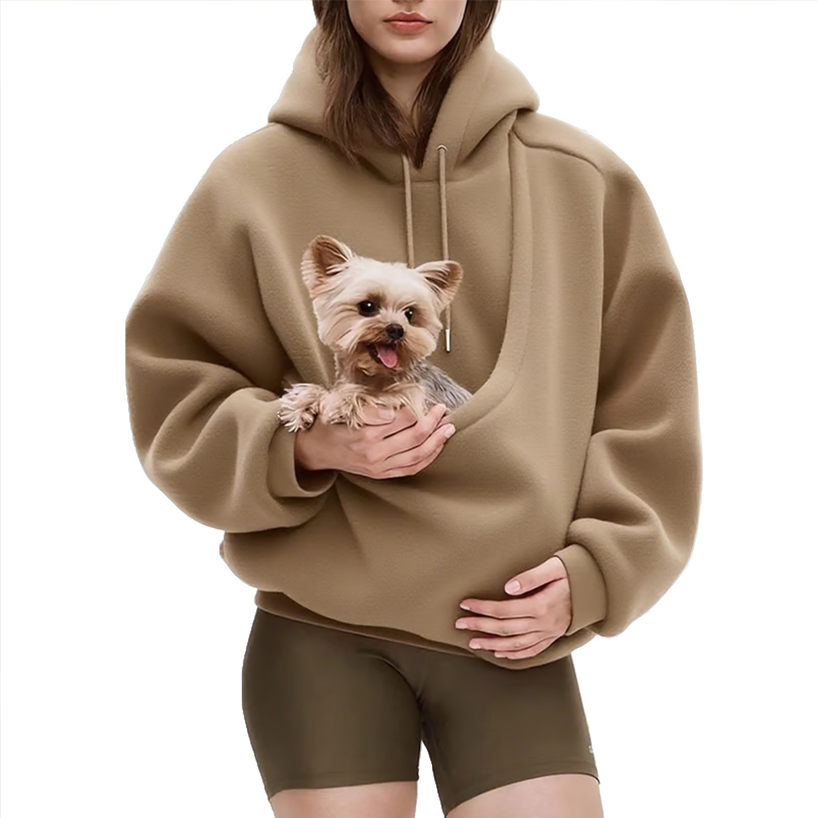 Plush-textured hoodie with drawstring hood