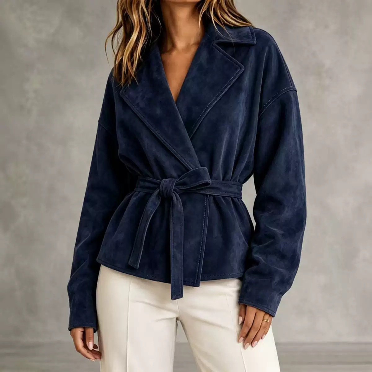 Women’s belted jacket styling