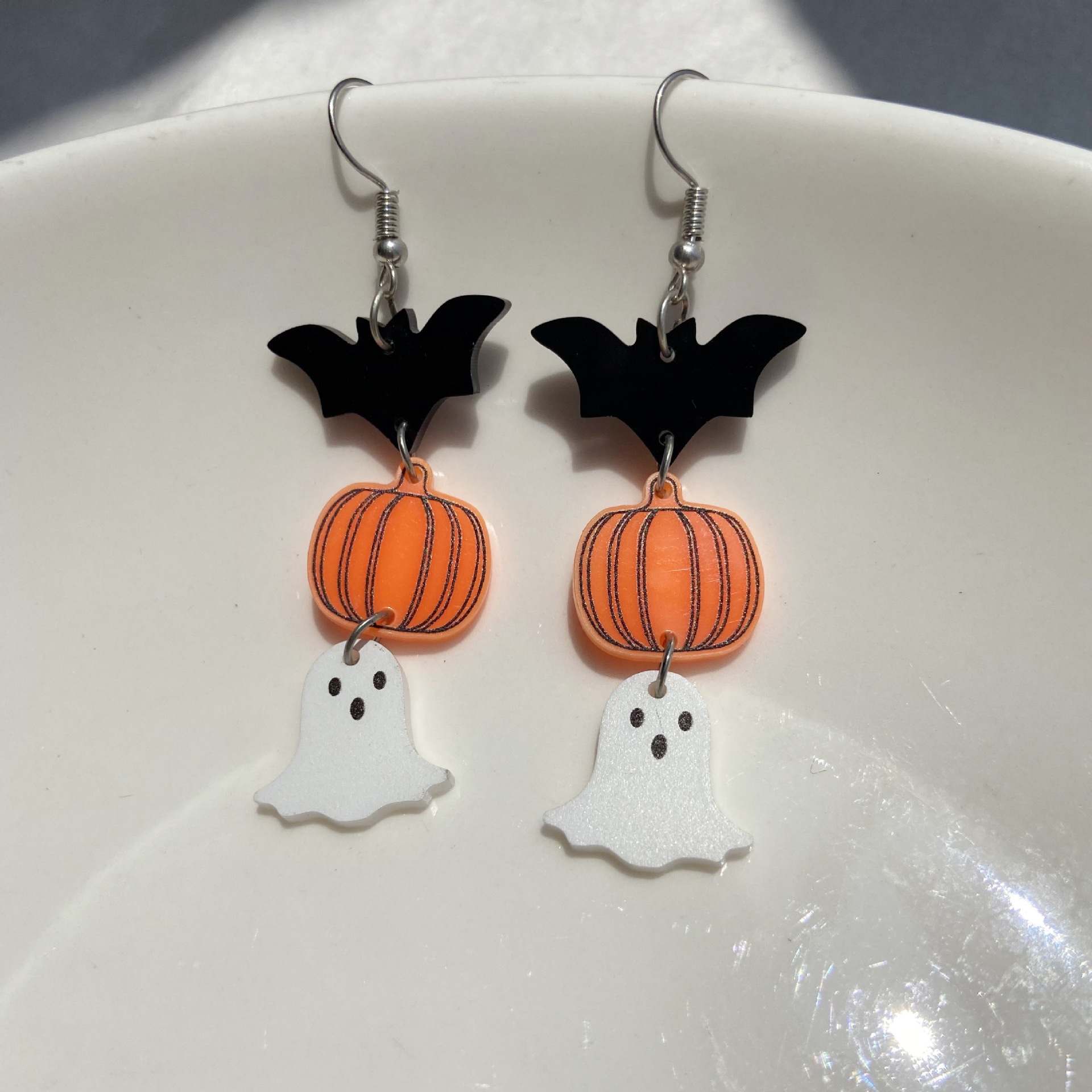Halloween acrylic earrings bat pumpkin ghost wacky