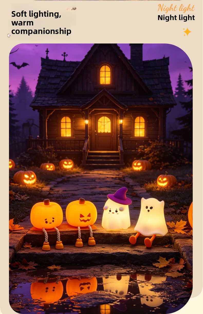 Halloween Pumpkin Silicone Night Light with Touch Control