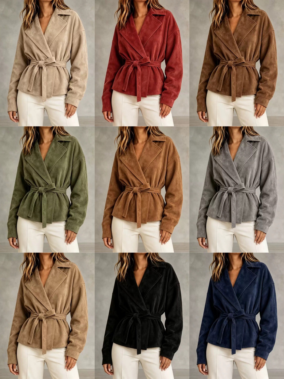 Women’s tie-waist jacket color choices