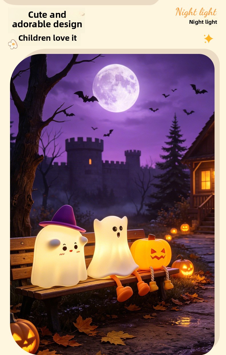 Halloween Pumpkin Silicone Night Light with Touch Control