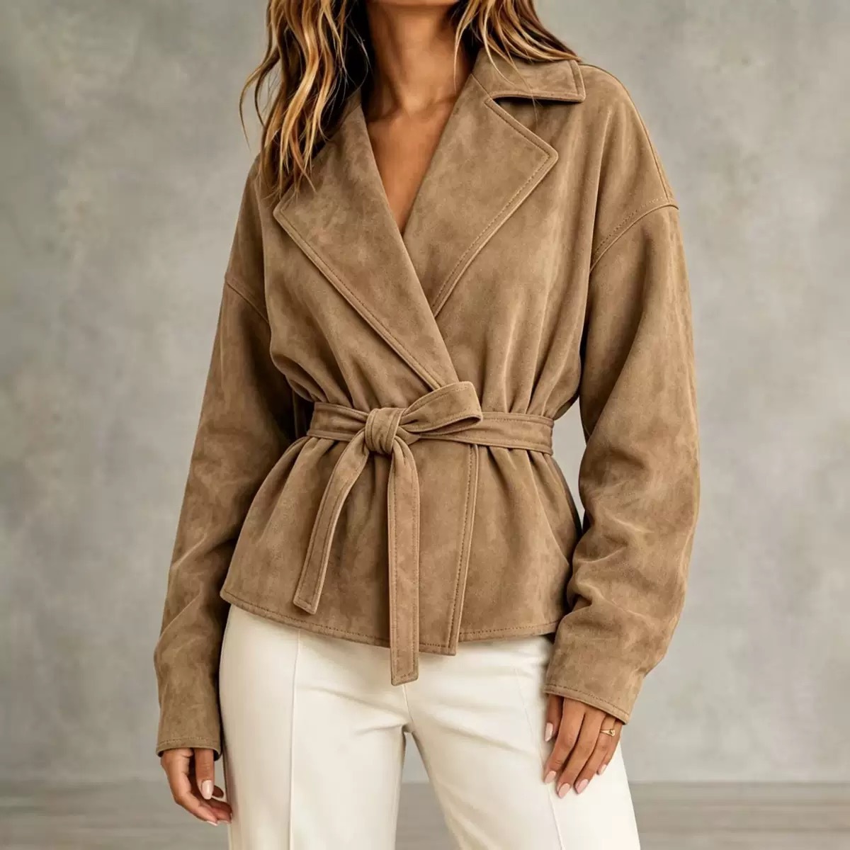 Women’s mid-length belted jacket