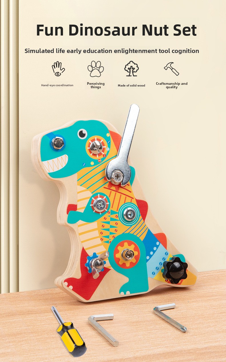 Wooden Dinosaur Screw & Nut Assembly Toy for Kids – image 1