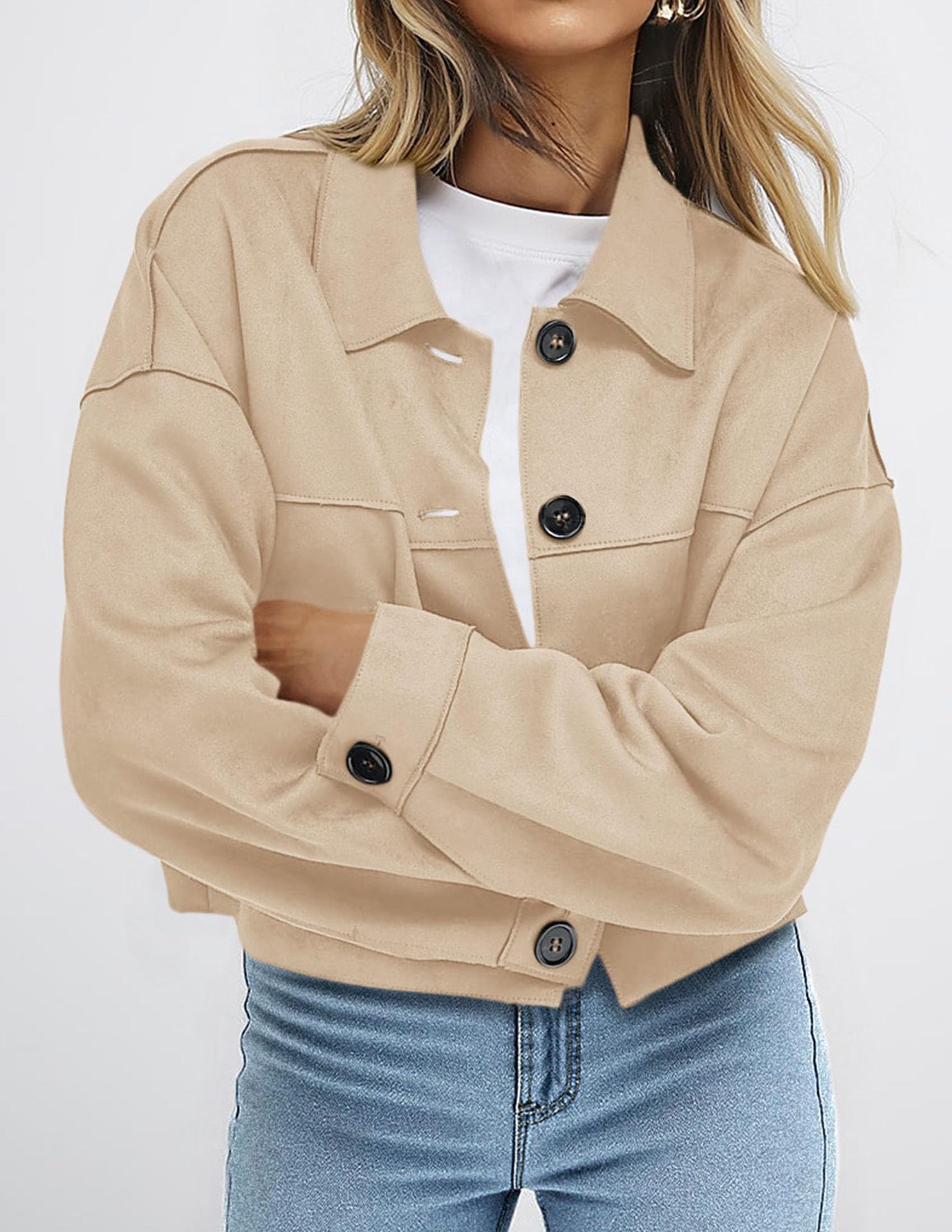 White suede-look button jacket
