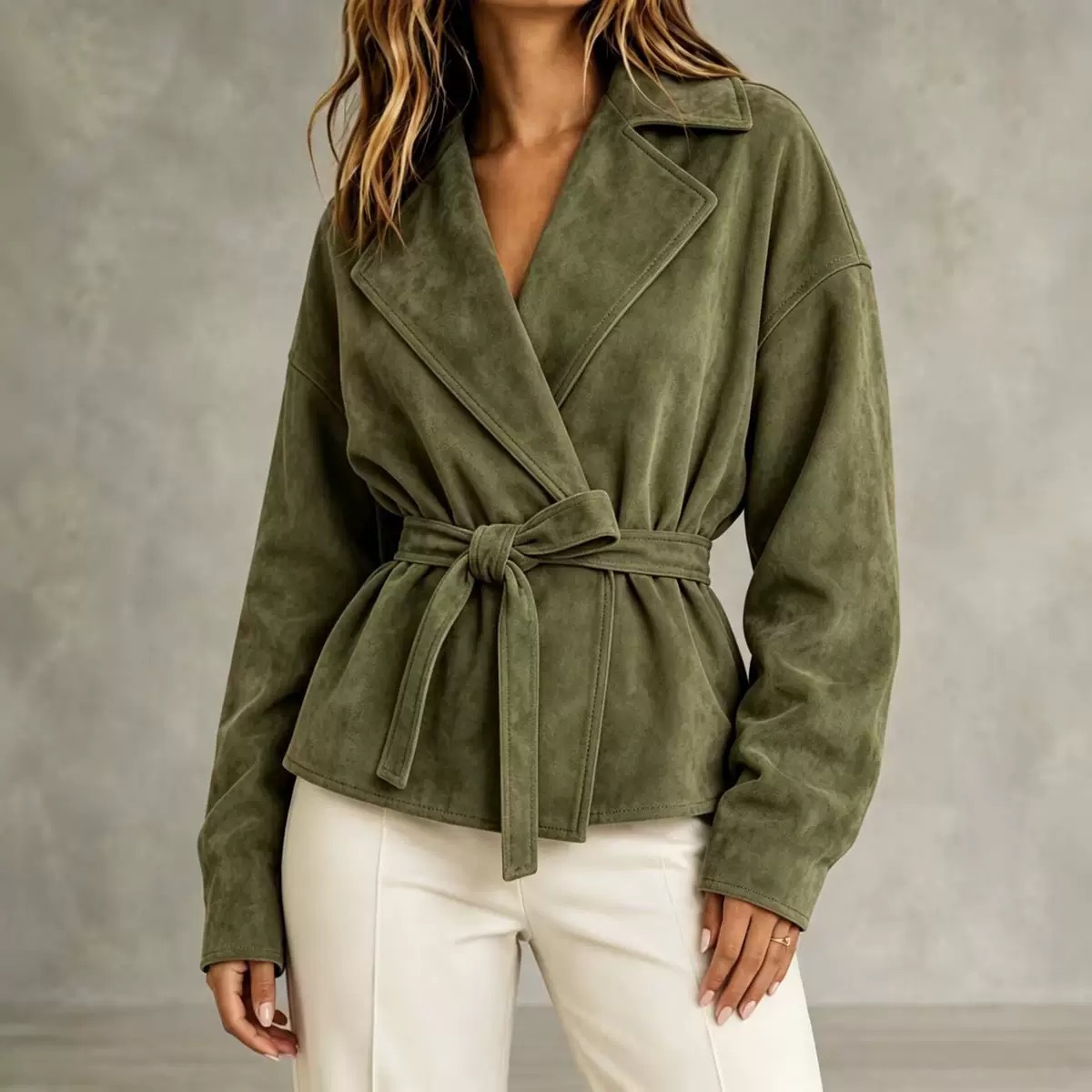 Solid-color suede-look outerwear