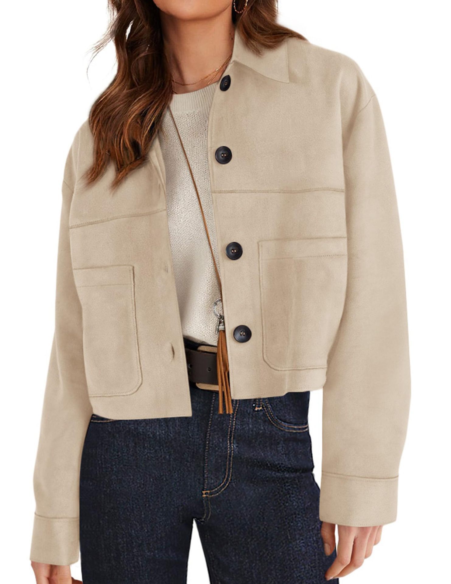 Green suede-look casual jacket