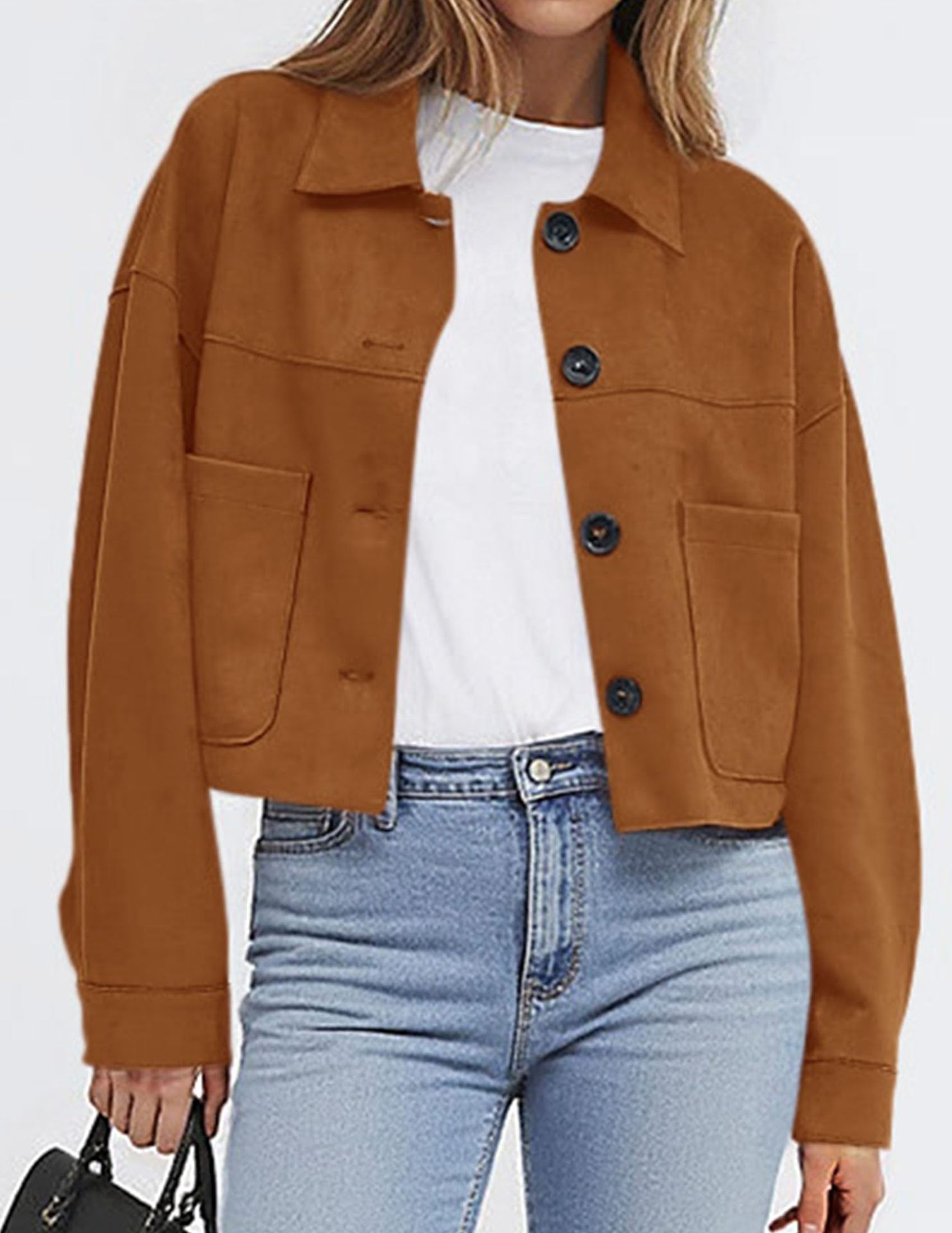 Women’s casual button jacket styling