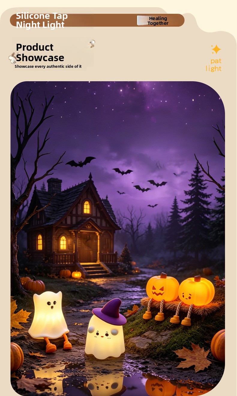 Halloween Pumpkin Silicone Night Light with Touch Control