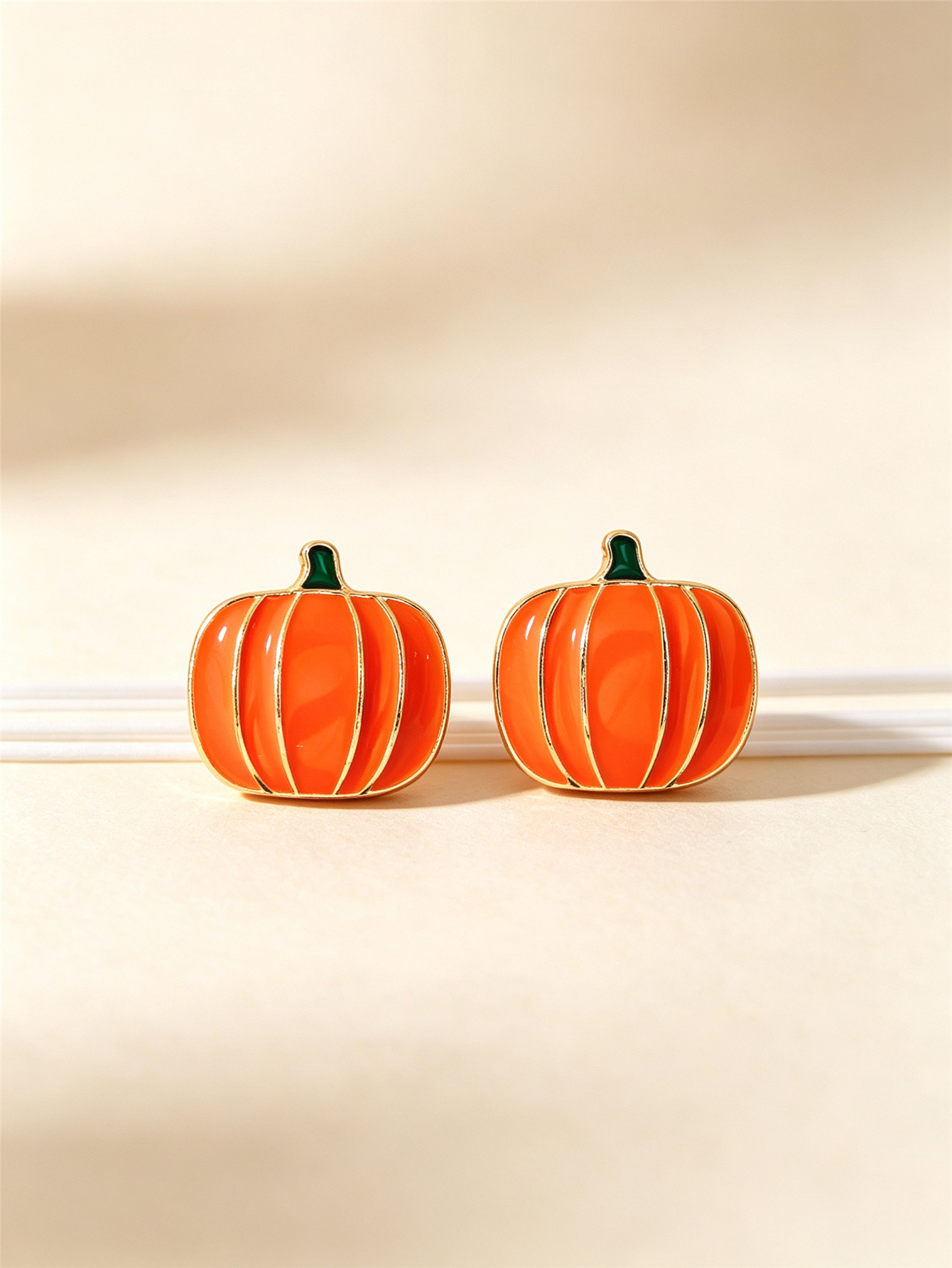 Halloween cute fun pumpkin ghost bat oil earrings three-piece set