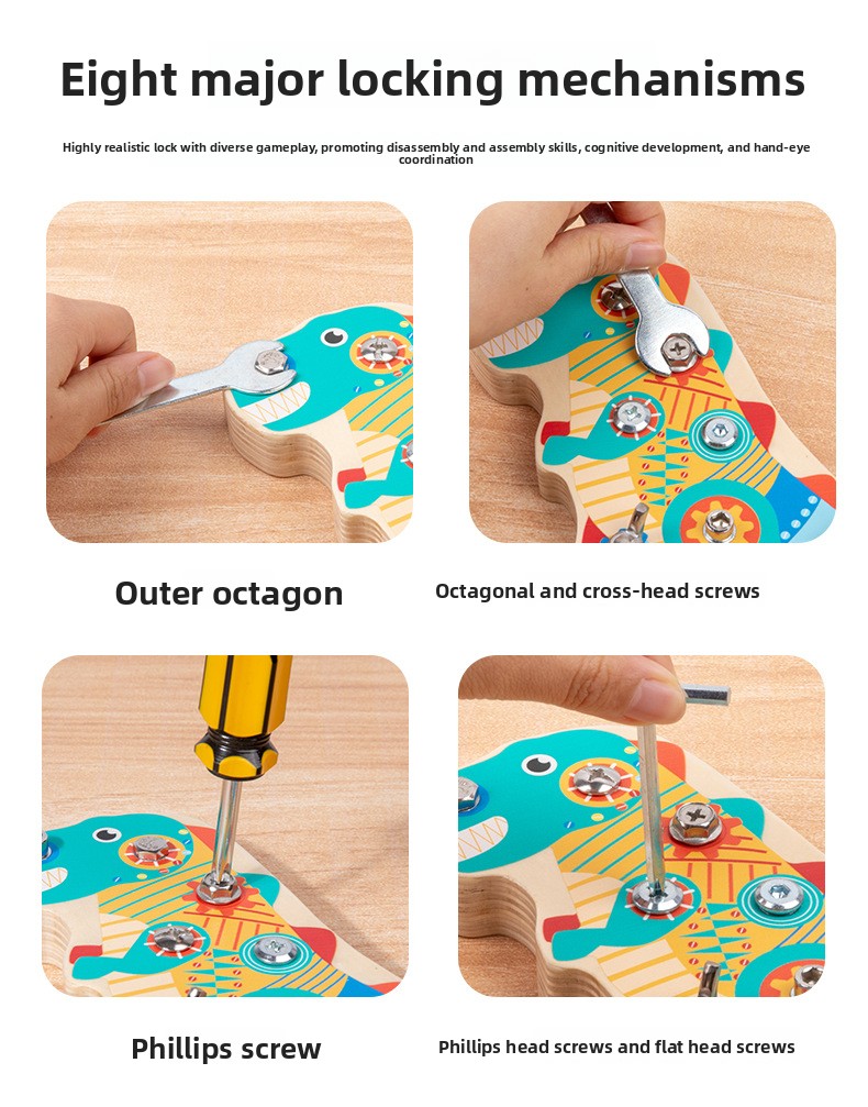 Wooden Dinosaur Screw & Nut Assembly Toy for Kids – image 3