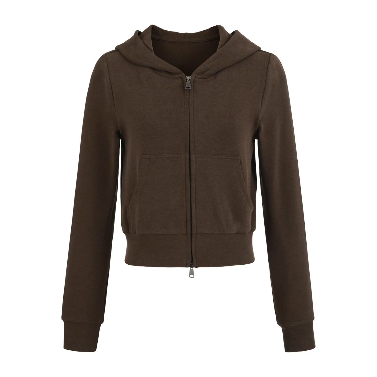 Zip-front hoodie styling