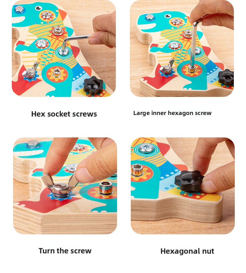 Wooden Dinosaur Screw & Nut Assembly Toy for Kids – image 4