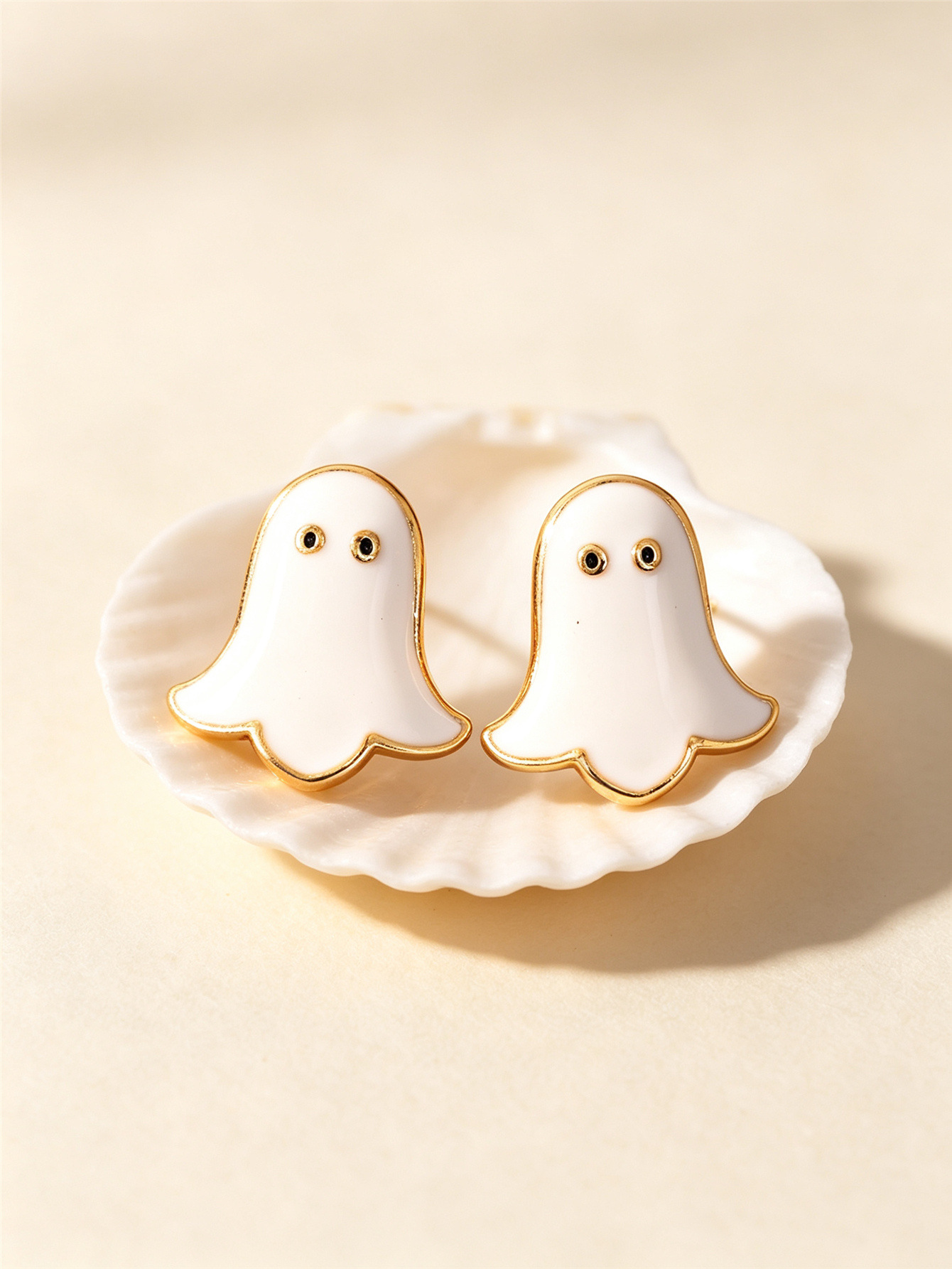 Halloween cute fun pumpkin ghost bat oil earrings three-piece set