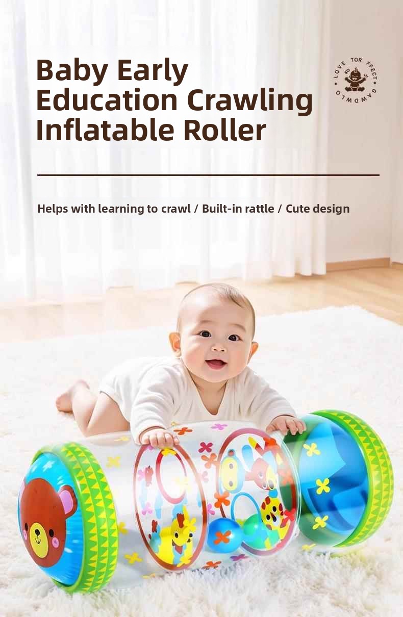 Inflatable Baby Crawling Roller with Bells – Animal Design – image 1