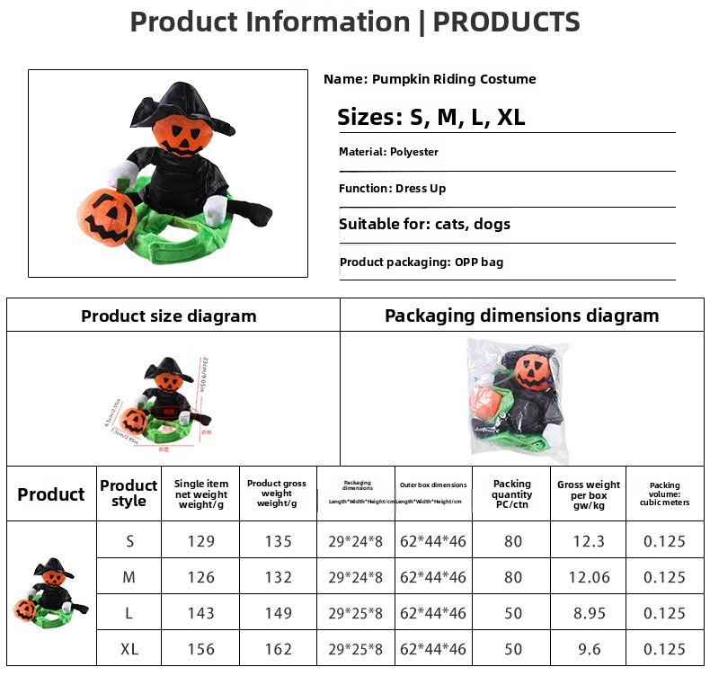 Halloween Pumpkin Knight Pet Costume