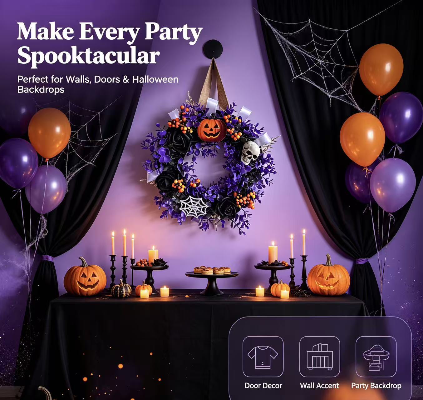 Halloween Skull Wreath Door Hanging Decoration