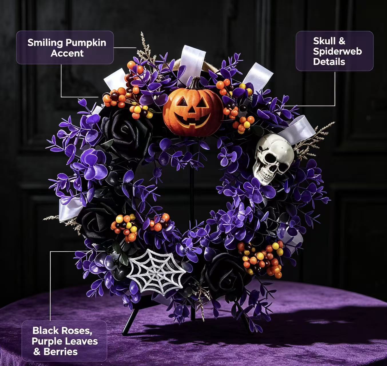 Halloween Skull Wreath Door Hanging Decoration