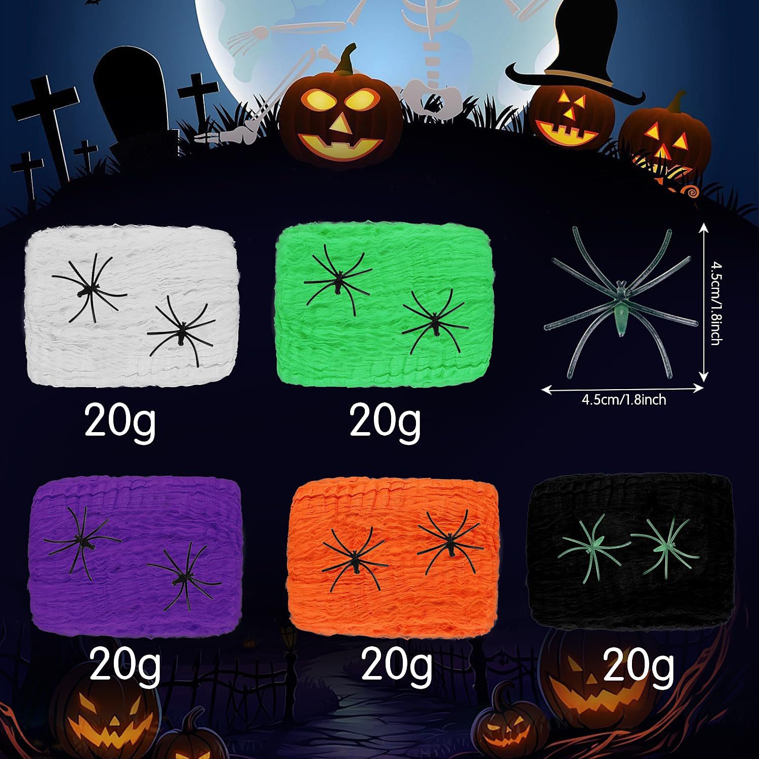 Halloween Spider Cotton Decoration Set