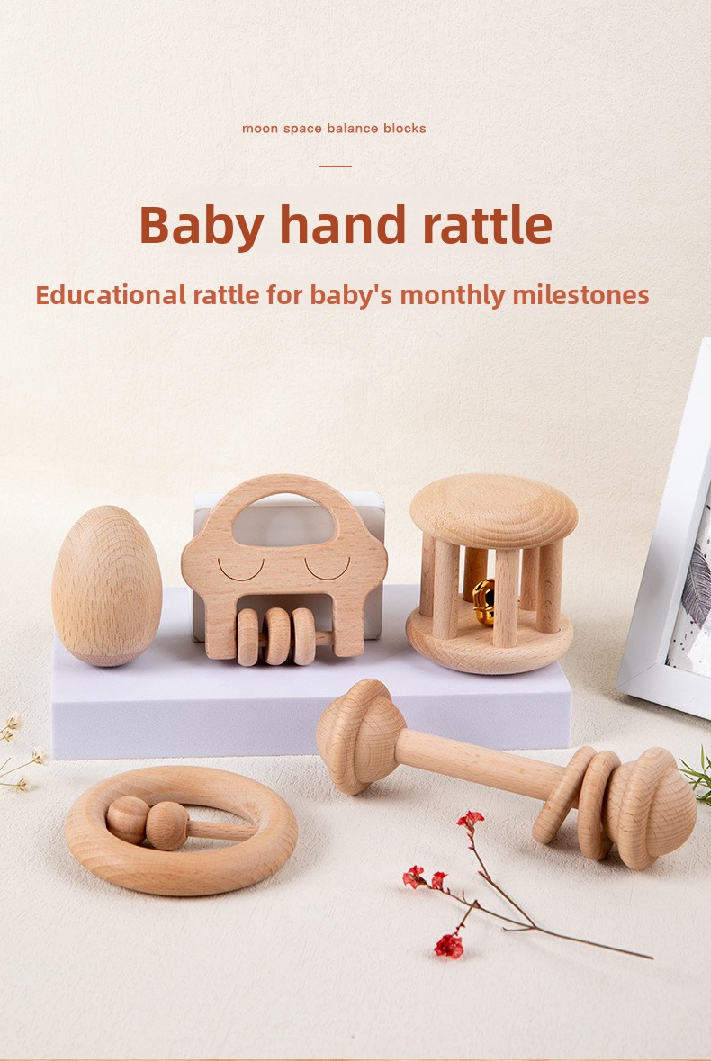 Wooden Baby Rattle Instruments – Bell & Shaker Options – photo 1