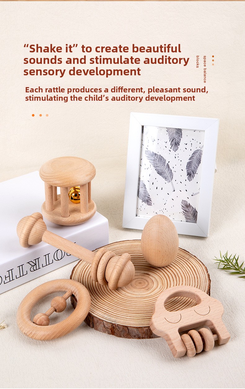 Wooden Baby Rattle Instruments – Bell & Shaker Options – photo 3