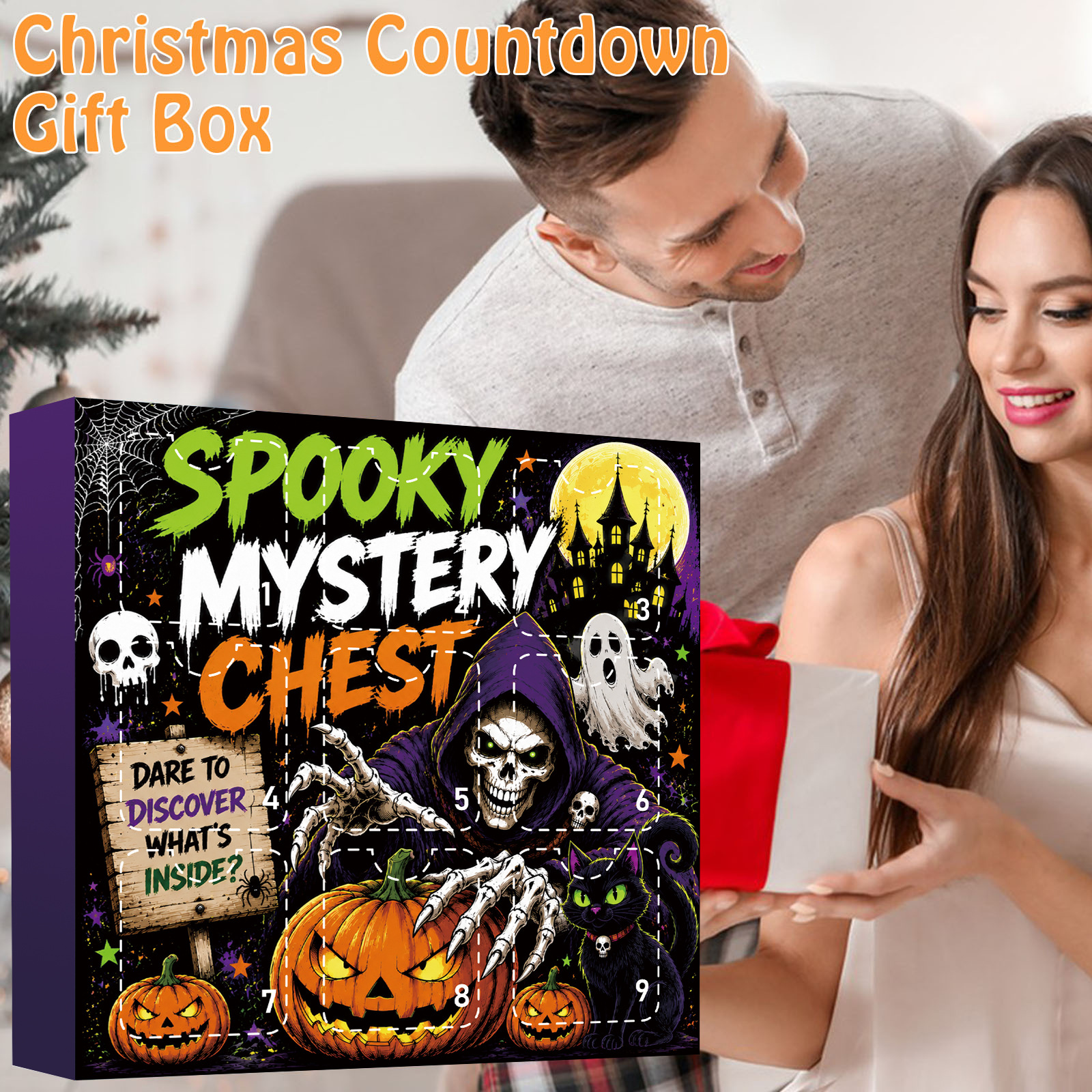 Halloween 9Grid Advent Calendar Blind Box Ghost Pumpkin Resin Ornament